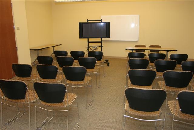 photo of small auditorium size conference room setup