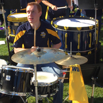 Marquette University pep band performing outdoors